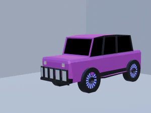 Low Poly Stylized Bleu Car 3D Model