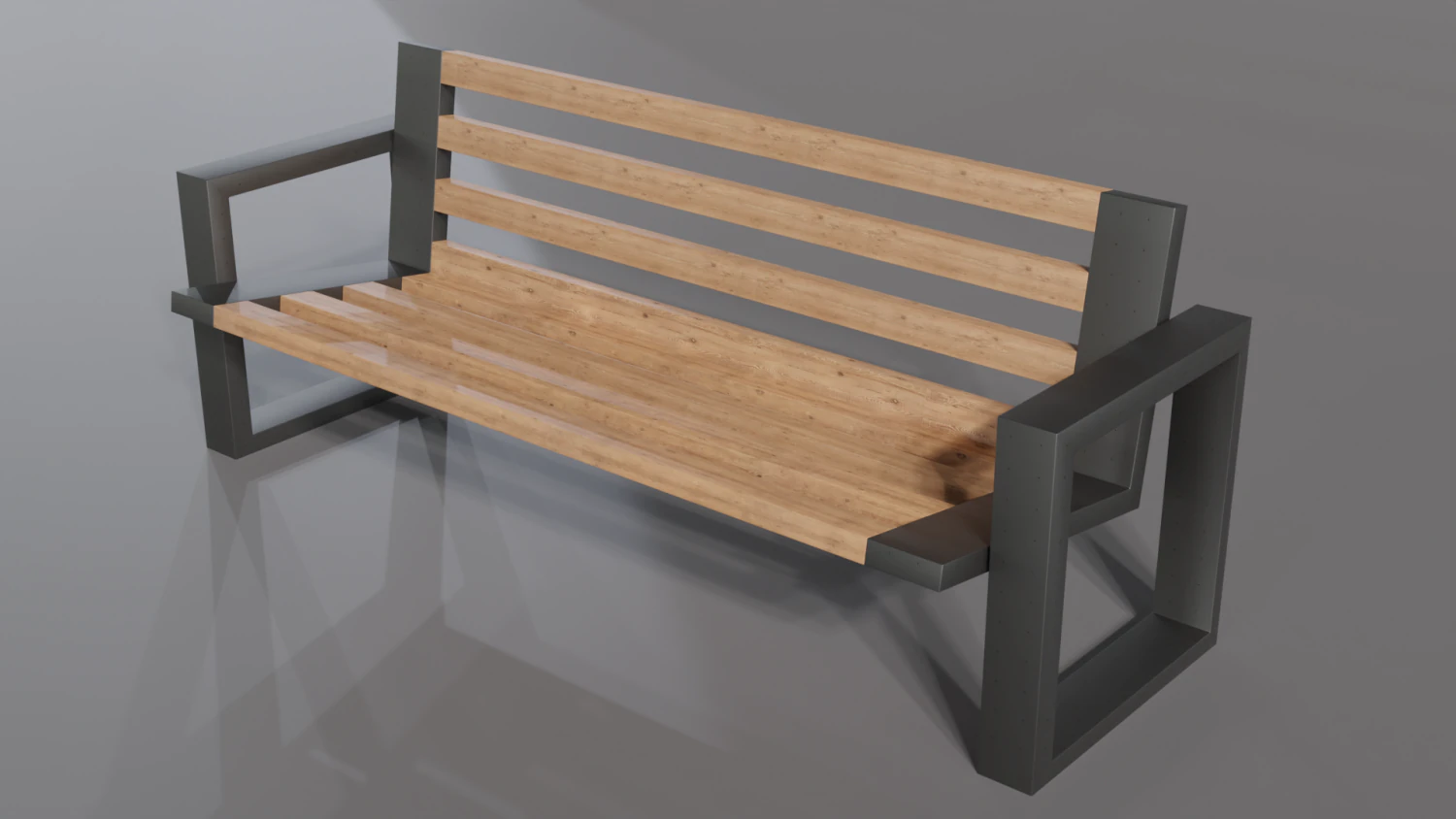 Outdoor Bench 3D Model .c4d .max .obj .3ds .fbx .stl .blend 