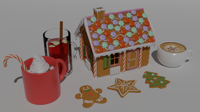Christmas sweets and drinks Modelo 3D .c4d .max .obj .3ds .fbx .stl .blend 