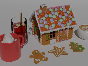Christmas sweets and drinks Modelo 3D