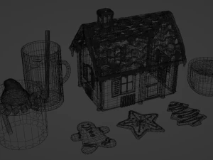 Dulces y bebidas navide&ntilde;as. Modelo 3D