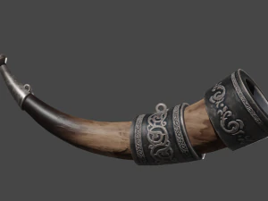 Stylized Viking Horn Arabian style low poly PBR Game Ready Low-poly 3D Model
