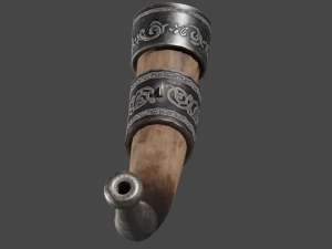 Stilize Viking Boynuzu Arap tarzı d&uuml;ş&uuml;k poli PBR Oyuna Hazır D&uuml;ş&uuml;k Poli 3D Model
