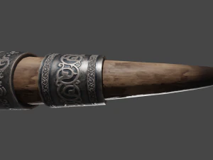 Stilize Viking Boynuzu Arap tarzı d&uuml;ş&uuml;k poli PBR Oyuna Hazır D&uuml;ş&uuml;k Poli 3D Model