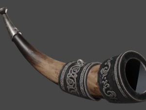 Stilize Viking Boynuzu Arap tarzı d&uuml;ş&uuml;k poli PBR Oyuna Hazır D&uuml;ş&uuml;k Poli 3D Model