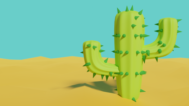 Cactus Model In Desert Scene Free Modello 3D .c4d .max .obj .3ds .fbx .stl .blend 