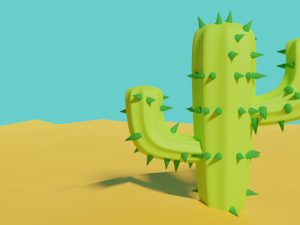 Cactus Model In Desert Scene Free Modelo 3D