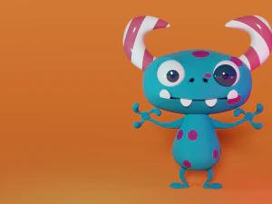 Stylized Cute Cartoon Monster 3D Model