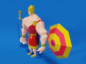 Low poly Greek Solider 3D Model