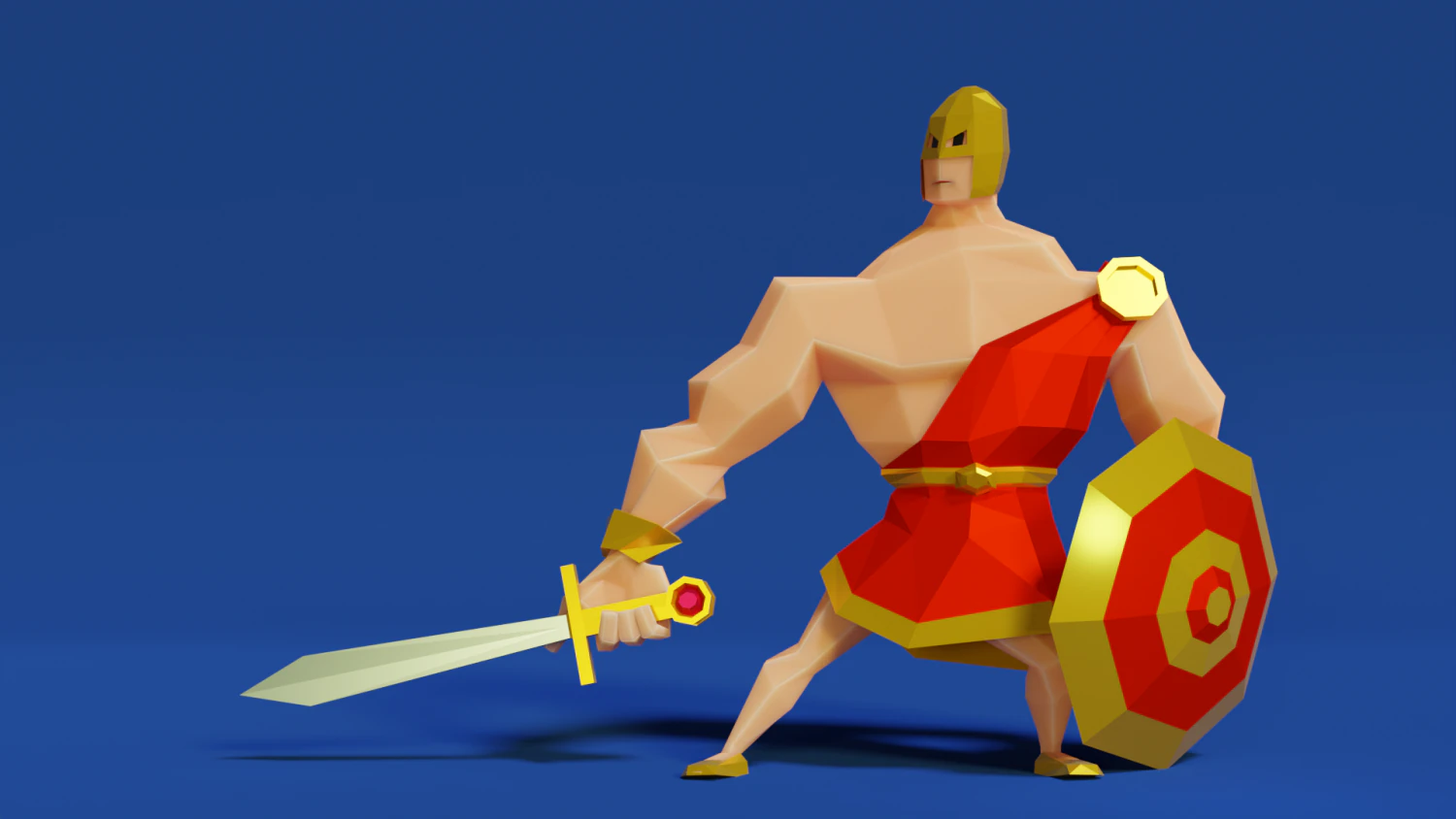 Low poly Greek Solider 3D Model .c4d .max .obj .3ds .fbx .stl .blend 