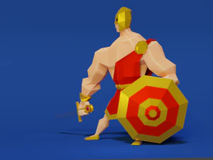 Low poly Greek Solider 3D Model