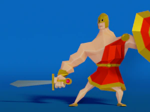 Low poly Greek Solider 3D Model