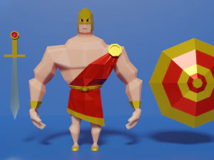 Low poly Greek Solider 3D Model