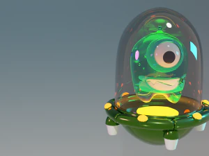 Geléia fofa estilizada como alienígena brilhante e pegajosa Modelo 3D