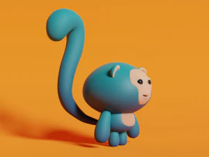 Stylized Cute little Monkey 3D Model
