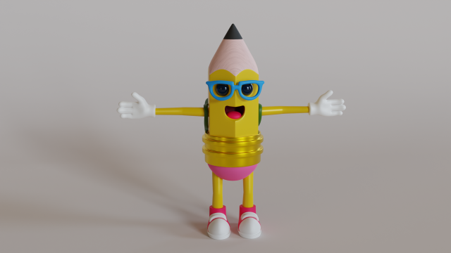Pencil Character For animation Low-poly Modelo 3D .c4d .max .obj .3ds .fbx .stl .blend 