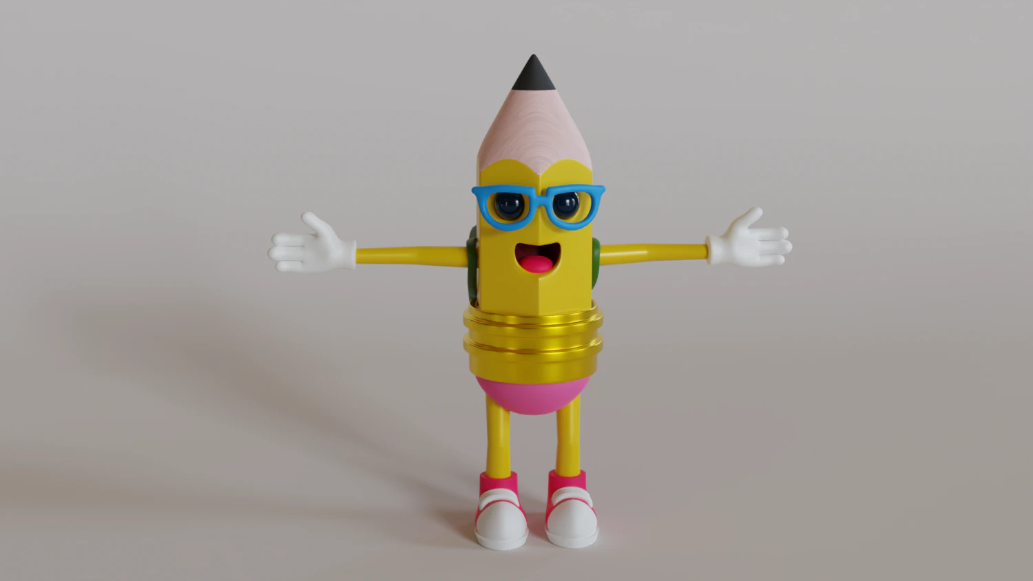 Pencil Character For animation Low-poly 3D Model .c4d .max .obj .3ds .fbx .stl .blend 