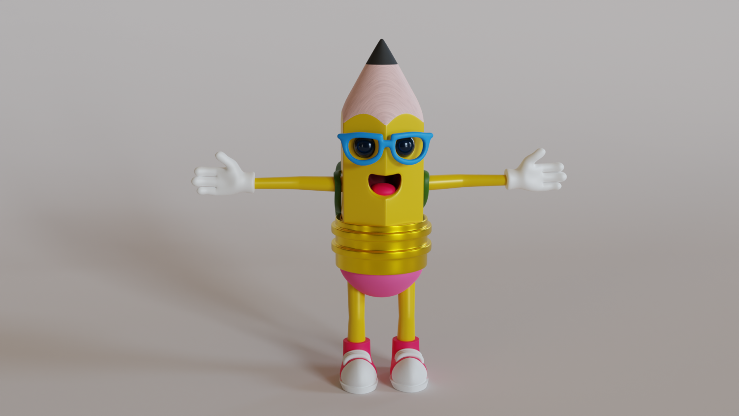 Pencil Character For animation Low-poly 3D Model in Cartoon 3DExport