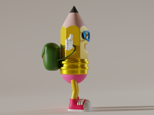 Pencil Character For animation Low-poly Modelo 3D