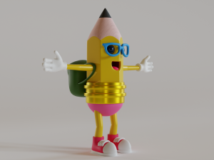 Pencil Character For animation Low-poly Modelo 3D