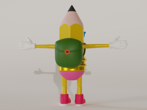 Pencil Character For animation Low-poly Modelo 3D