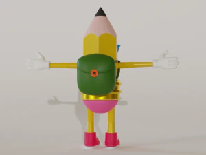 Pencil Character For animation Low-poly 3D Model