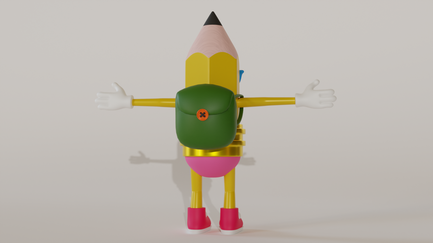 Pencil Character For animation Low-poly 3D Model in Cartoon 3DExport