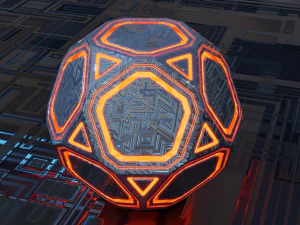 Orbe brilhante de ficção científica low-poly Modelo 3D