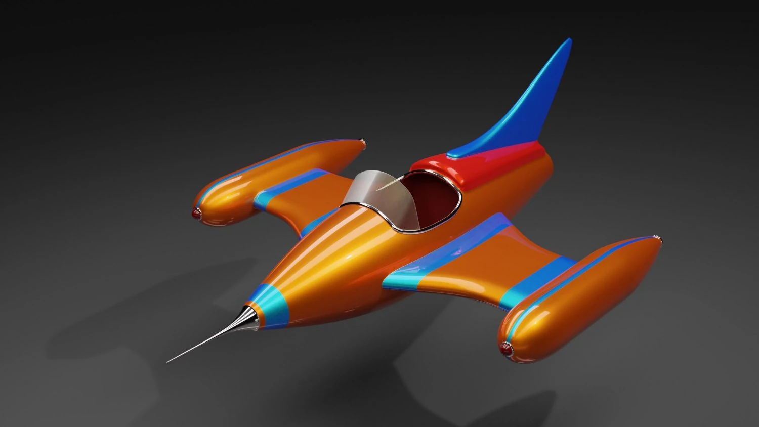 Stylized Retro style Jet 3D Model .c4d .max .obj .3ds .fbx .stl .blend