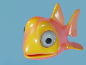 卡通鱼蓝色和橙色 3D 模型