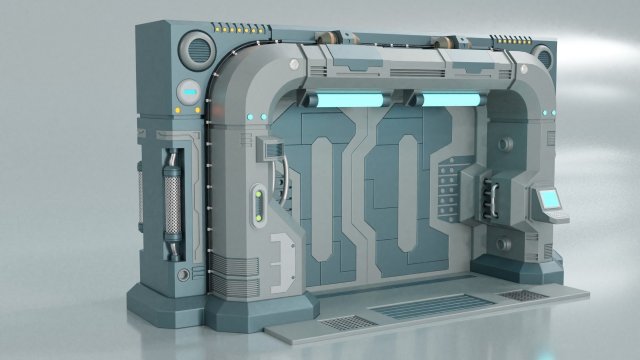 Sci Fi Stylized Door 3D Модель .c4d .max .obj .3ds .fbx .stl .blend 