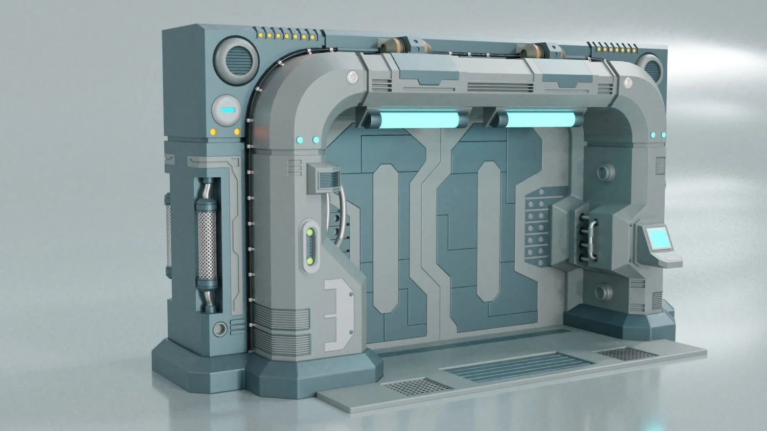 Sci Fi Stylized Door 3D Model .c4d .max .obj .3ds .fbx .stl .blend 
