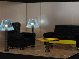 Interior with black velvet sofa and chair Modelo 3D