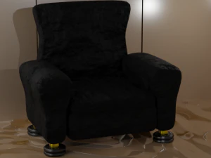 Interior with black velvet sofa and chair 3D Model