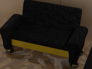 Interior with black velvet sofa and chair Modèle 3D