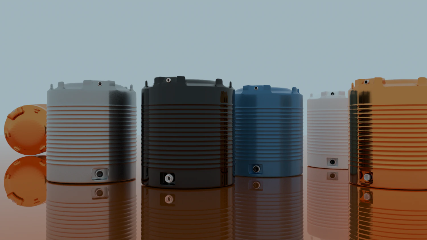 6 Huge Water Tanks 3D Model .c4d .max .obj .3ds .fbx .stl .blend