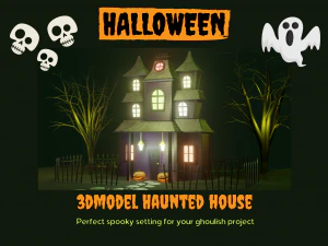 Halloween Haunted House Spooky Low Poly Model 3D Model