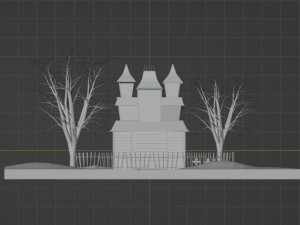 Halloween Haunted House Spooky Low Poly Model Modelo 3D