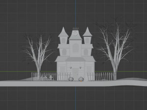 Halloween Haunted House Spooky Low Poly Model Modelo 3D