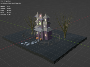 Halloween Haunted House Spooky Low Poly Model Modelo 3D