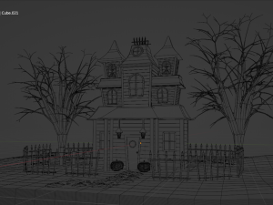 Halloween Haunted House Spooky Low Poly Model Modelo 3D