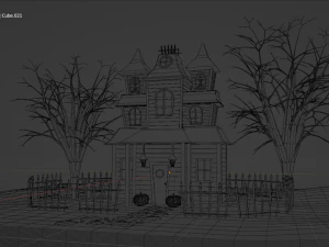 Halloween Haunted House Spooky Low Poly Model 3D Model