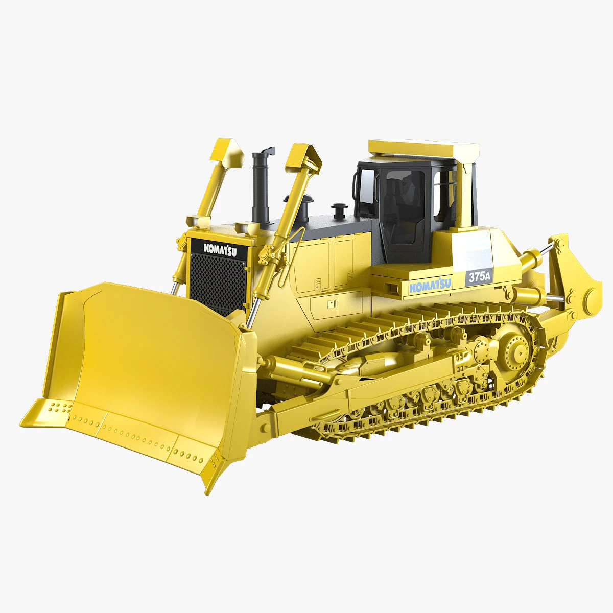 Bulldozer Komatsu D375A 3D Model .c4d .max .obj .3ds .fbx .stl .blend