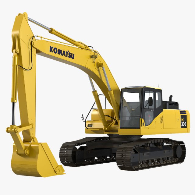 Komatsu Pc300 Hydraulic Excavator Modelo 3D .c4d .max .obj .3ds .fbx .stl .blend 