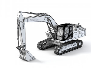 Komatsu Pc300 Hydraulic Excavator Modelo 3D