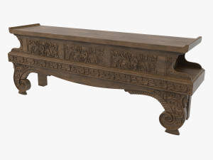 Maitland Hand Carved Natural Finished Teakwood Console Table 3D Model