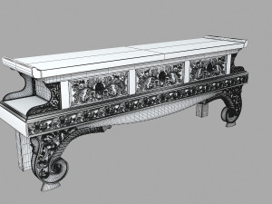 Maitland Hand Carved Natural Finished Teakwood Console Table Modelo 3D