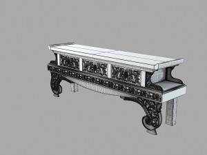 Maitland Hand Carved Natural Finished Teakwood Console Table Modelo 3D