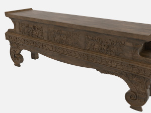 Maitland Hand Carved Natural Finished Teakwood Console Table Modelo 3D