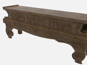 Maitland Hand Carved Natural Finished Teakwood Console Table 3D Model
